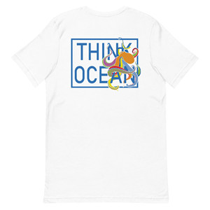 T-shirt brodé en coton fluorescent Think Ocean Octopus - Product Image 2