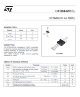 BTB04-600SL Détonateurs TRIACs 600V 38A 3 Broches (3 + Tab) TO-220AB Tube circuits intégrés ic puce BTB04-600SL