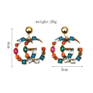 <span class=keywords><strong>JURAN</strong></span> Kreative Geometrische Buchstaben-Ohrringe Europäisch-Amerikanischer Übertriebener Stil Zinklegierung Galvanisiert Damen-Partytrend - Product Image 6