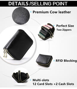 Portefeuille pour femmes en cuir PVC/PU à motif léopard/serpent/crocodile avec fermeture à glissière, blocage RFID, style tendance, logo personnalisé - Product Image 3