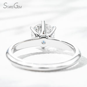 แหวนหมั้นโซลิแทร์สุดหรู6 K ประดับเพชรทรงกลมขนาด6.4มม. สีสดใสในห้องปฏิบัติการ - Product Image 3