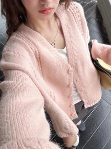 Cárdigan de <span class=keywords><strong>Punto</strong></span> <span class=keywords><strong>Calado</strong></span> para <span class=keywords><strong>Mujer</strong></span>, Corte Recto Holgado con Cuello en V Profundo, Ajuste Holgado, Detalle de Botones, Antiarrugas, Transpirable, Ropa Casual - Product Image 4