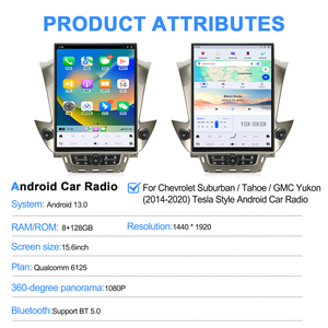 Autoradio Android Navihua, autoradio Carplay, navigation GPS, style Tesla 15,6 pouces pour Chevrolet Tahoe Suburban GMC Yukon 2014-2020 - Product Image 6