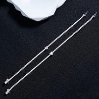 925 Sterling Silver Moissanite Bracelet Rose Coeur Forme Centre Pierre Moissanite Accents Homard Fermoir Chaîne Réglable