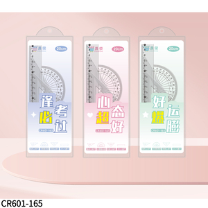 Juego de reglas de marca de diseño personalizado 601-165 para estudiantes, juego de cuatro piezas, regla recta transparente de 20cm, transportador de regla <span class=keywords><strong>triangular</strong></span> - Product Image 1
