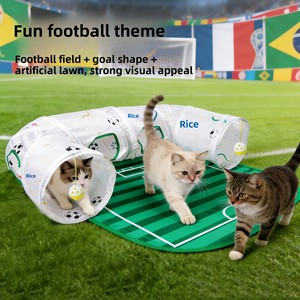 Zoyi Pet : Tunnel pour chat sur le thème du terrain de football – Matériau polyester de haute qualité – Jouet interactif pour chat pour l'auto-entretenissement - Product Image 3