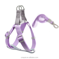 Harnais de poitrine en nylon Macaron avec rubans pour chiens - Laisse de promenade réglable pour chiens de taille moyenne/grande