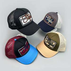 Großhandel Vintage Retro Mesh-Hüte Golf 5-Panel Trucker Hut Baumwolle Unisex Sportkappe Individuell Bestickte Patch-Baseballkappen - Product Image 2