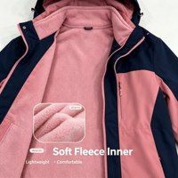 Veste d'extérieur à capuche pour femme automne/hiver, ensemble deux pièces trois-en-un avec doublure polaire amovible, respirante, à rayures boutonnées