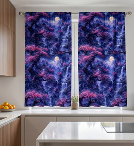 Cortina de Terciopelo con Diseño de Cascada y Flores de Cerezo, Inspirada en la Naturaleza, Cortina Opaca para Ventana, Decoración Elegante para Oscurecer la Habitación - Product Image 2