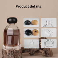 Eric 200ml Heavy Clear Glass Diffuser Bottle 285g Multi-faceted Empty Aroma Reed Diffuser Bottle Black Round Cap Custom Logo