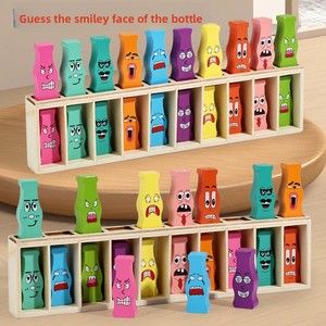 Jeu créatif de reconnaissance des expressions avec bouteilles et jetons visage souriant, jouet Montessori d'association des émotions pour la maternelle - Product Image 2