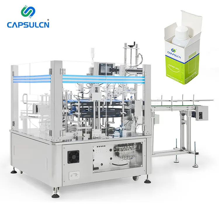 Semi Automatic Conveyor Belt Bottles Carton Packing Vertical Multi Function Cartoning Machine