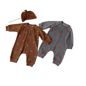 Q2-baby Infantil Toddlers Roupas Romper Meninos Meninas Manga Longa Bebê Macacão Com Chapéu