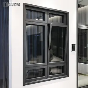American Style Modern Double Glass Tilt And Turn Aluminium Glass Window For Sale