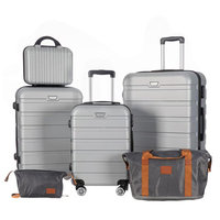 Ensemble de valises de luxe modernes à roulettes en ABS+PC, 4 roues, imperméables, légères, avec doublure en polyester pour les voyages d'affaires