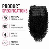 Rambut Asli India Bebas Kusut, Clip In Grade 10A, Ekstensi Keriting Afro, Clip On untuk Wanita, Vendor Grosir