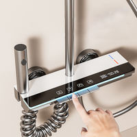 Système de douche mural moderne de luxe intelligent avec mitigeur carré effet pluie, ensemble complet