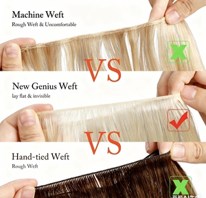 Extensions de cheveux vierges de bonne qualité Luxsea, nouveau design, trame nouée à la main, trame Genius, extensions de cheveux humains, cheveux russes - Product Image 5