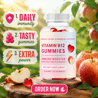Gummies OLLI Vitamine B12 2500mg Force Maximale avec Zinc et Échinacée, Stimulant Immunitaire, 60 Comprimés, Complément Alimentaire, Marque Privée OEM