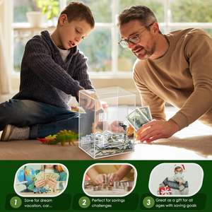 Yetişkinler ve Çocuklar İçin Kilitli Özel Akrilik Bozuk Para Kutusu, Açılır Para Biriktirme Kutusu, Bozuk Para Saklama Kutusu - Product Image 5