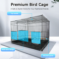 Nouvel arrivage Grande cage à oiseaux facile à nettoyer Volière en métal pour perroquet canari Deux portes Cage à oiseaux de forme carrée pour animaux de compagnie