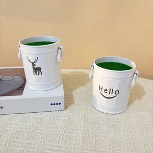 ถังพลาสติกสีขาว Paulon ลายกวางและลาย Hello สำหรับตกแต่งบ้าน ใช้บนโต๊ะ - Product Image 2
