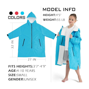 Kids Long Sleeve Changing Robe Fleece Lined Windproof Outdoor Swim Surf &amp; Sports <strong>Coat</strong> for Boys &amp; Girls <strong>Beach</strong> Towel Swim Robe - Product Image 2