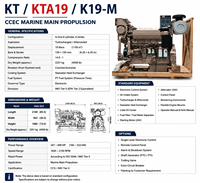 Moteur diesel marin CUM CCEC KTA19-M470 KTA19 470 CV 19 L 6 cylindres turbocompressé refroidi par eau pour bateau de pêche, remorqueur de marchandises, navire