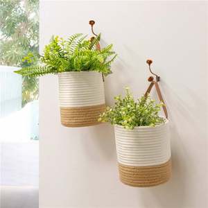Panier à linge sale suspendu <span class=keywords><strong>Pot</strong></span> de fleurs Net <span class=keywords><strong>Cache</strong></span> jardinières décors muraux en bambou grands paniers en rotin avec poignée - Product Image 4