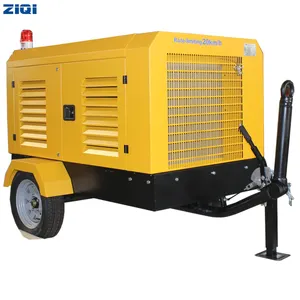 2024 Most Popular Worth Buying 185CFM Diesel Engine Two Wheels 8BAR 116PSI Portable Screw Air Compressors For Rock Hammer