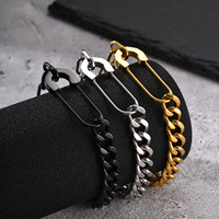 Bracelet chaîne trombone CELES en acier inoxydable plaqué PVD étanche, bijou de mode avec fermoir trombone intégral