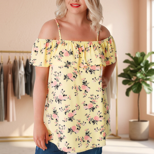 Blusas Casuales de Punto para Mujer, 100% Algodón Ecológico, Manga Corta, Estampado Completo, Estilo Occidental para Verano - Product Image 3