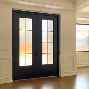 <span class=keywords><strong>Porte</strong></span> moderne <span class=keywords><strong>en</strong></span> <span class=keywords><strong>fer</strong></span> <span class=keywords><strong>forgé</strong></span> double <span class=keywords><strong>avec</strong></span> verre dépoli, résistante aux ouragans, pour entrée extérieure, cuisine extérieure, application <span class=keywords><strong>en</strong></span> centre commercial - Product Image 3