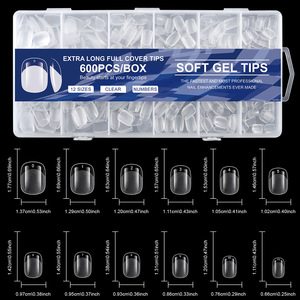 BIN 600 pz/scatola Punte per Unghie in Gel Morbido Opaco a Copertura Totale, Extra Corte, Quadrate, French, a Mandorla, a Coffin, per Estensione Unghie Finte - Product Image 6