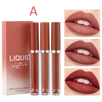 Matte 3-Color Air Velvet Lipstick Lip Gloss Set Waterproof Non-Stick Long Lasting Cream Formula for Makeup Gift for Cosmetics