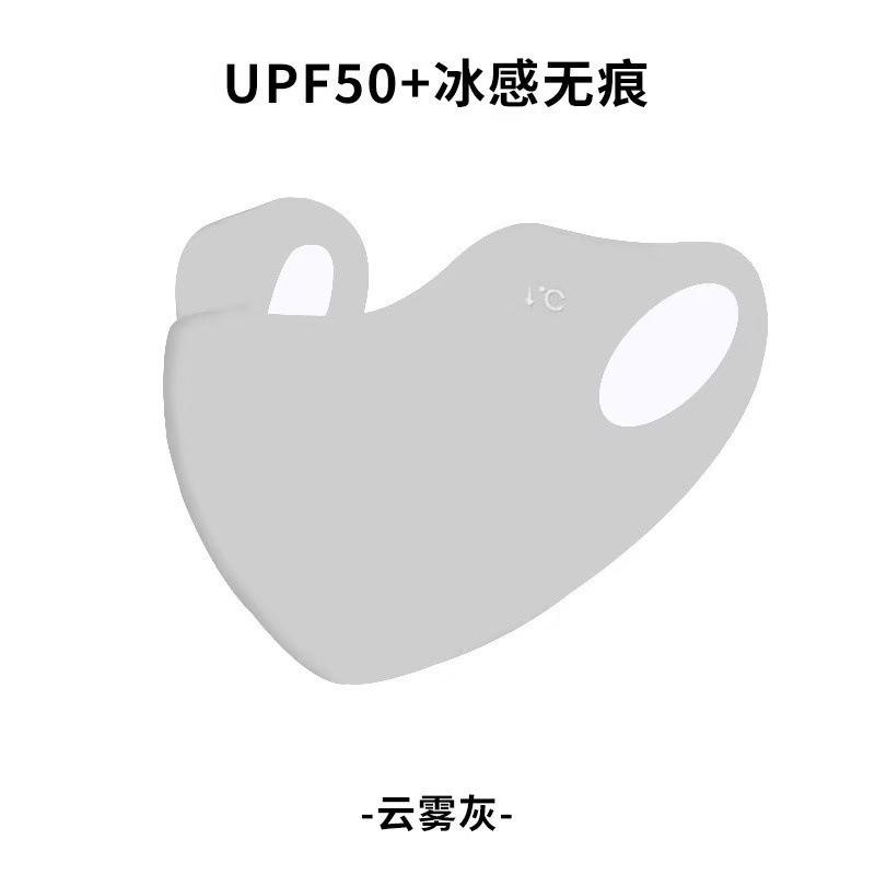 หน้ากากผ้าไอซ์ซิลค์แบบสั้น [สีเทาอ่อน]