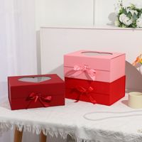 Boîte magnétique personnalisée en forme de cœur avec fenêtre, boîtes rigides pliables avec poignée en ruban pour mariage, Saint-Valentin