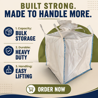 Sac de conteneur pliable blanc anti-poussière de grande capacité 1000 kg, fourni directement par l'usine