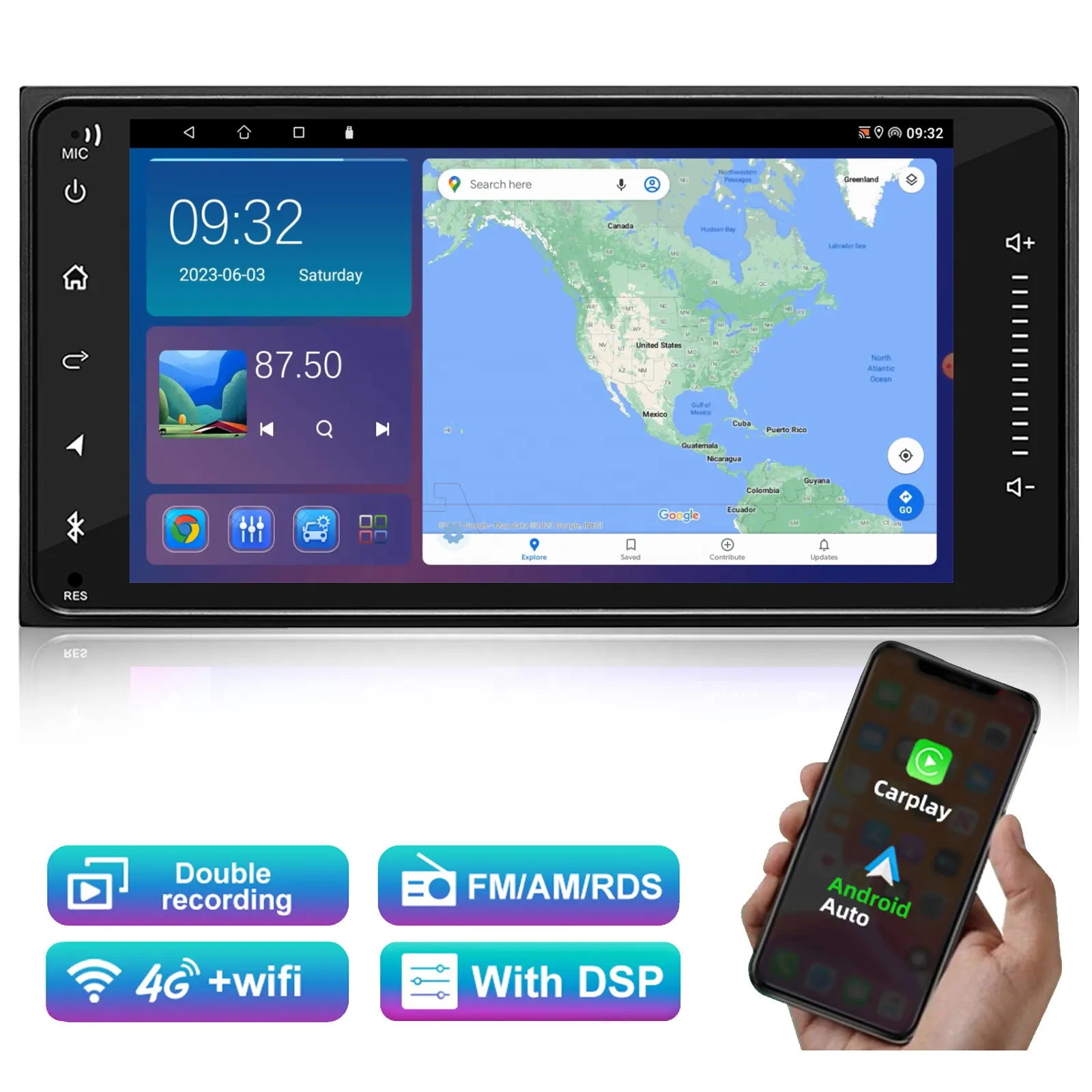JYT Android Autoradio für Toyota Corolla universell 7 Zoll 200*100mm Bildschirm Ram 2 GB Rom 32 GB/64 GB Carplay Android Auto Auto Stereo