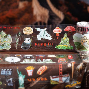 1 rouleau de ruban adhésif Wandering World Series peint à la main City Handbook Decoration Die-cut Travel Tape - Product Image 4