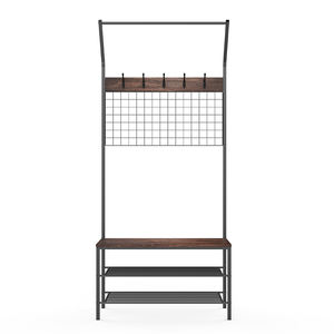 أثاث الممرات العصري من الفولاذ والبلاستيك، حامل أحذية ومعاطف بطبقة واحدة مع 5 خطافات للاستخدام في غرف النوم والفنادق - Product Image 2