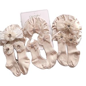 Venta al por mayor OEM bebé Fetal sombrero conjunto Primavera Verano diversión calcetines dibujos animados recién nacido bebé sombrero Beanie calcetines conjunto - Product Image 2