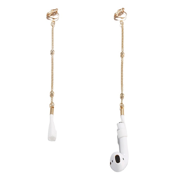 New Arrival Wireless Headset Anti Loss Earrings for airpods Women Heart love Chain Long Ear Clip Jewelry Accessories