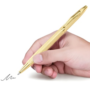 Bolígrafos delgados de oro rosa de marca personalizada de lujo para hoteles Bolígrafo promocional con logotipo personalizado - Product Image 3