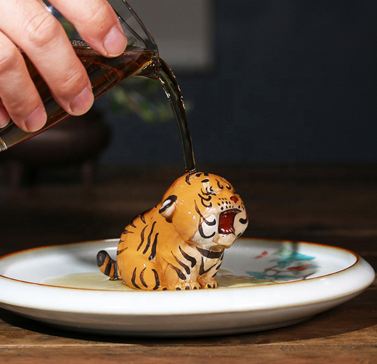 Handmade Fine Clay Tiger Tea Pet - Cute Eco-Friendly Addition for