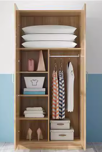 In Legno massello Porta Dell'armadio 2 Petto Petto Contratta E Contemporanea <span class=keywords><strong>Economico</strong></span> Piatto Semplice Armadio Cappotto - Product Image 4