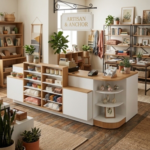 Comptoir de caisse en bois d'occasion pour supermarché, marché africain, magasin de détail - Product Image 1