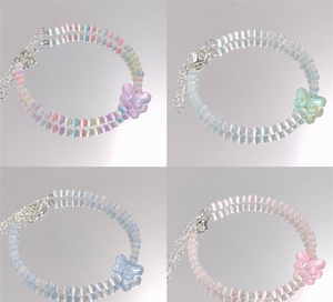 Bracelets tendance en mini-perles de verre scintillantes pastel, double rangée dégradée <span class=keywords><strong>4</strong></span> tons, bracelet souple superposable pour femme - Product Image 2