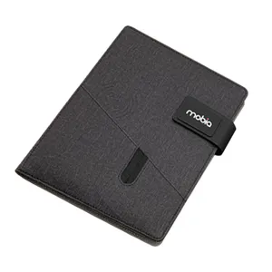 新款无线充电日记规划器，带手机口袋卡夹A5电源银行笔记本，用于商务礼品促销螺旋洛克